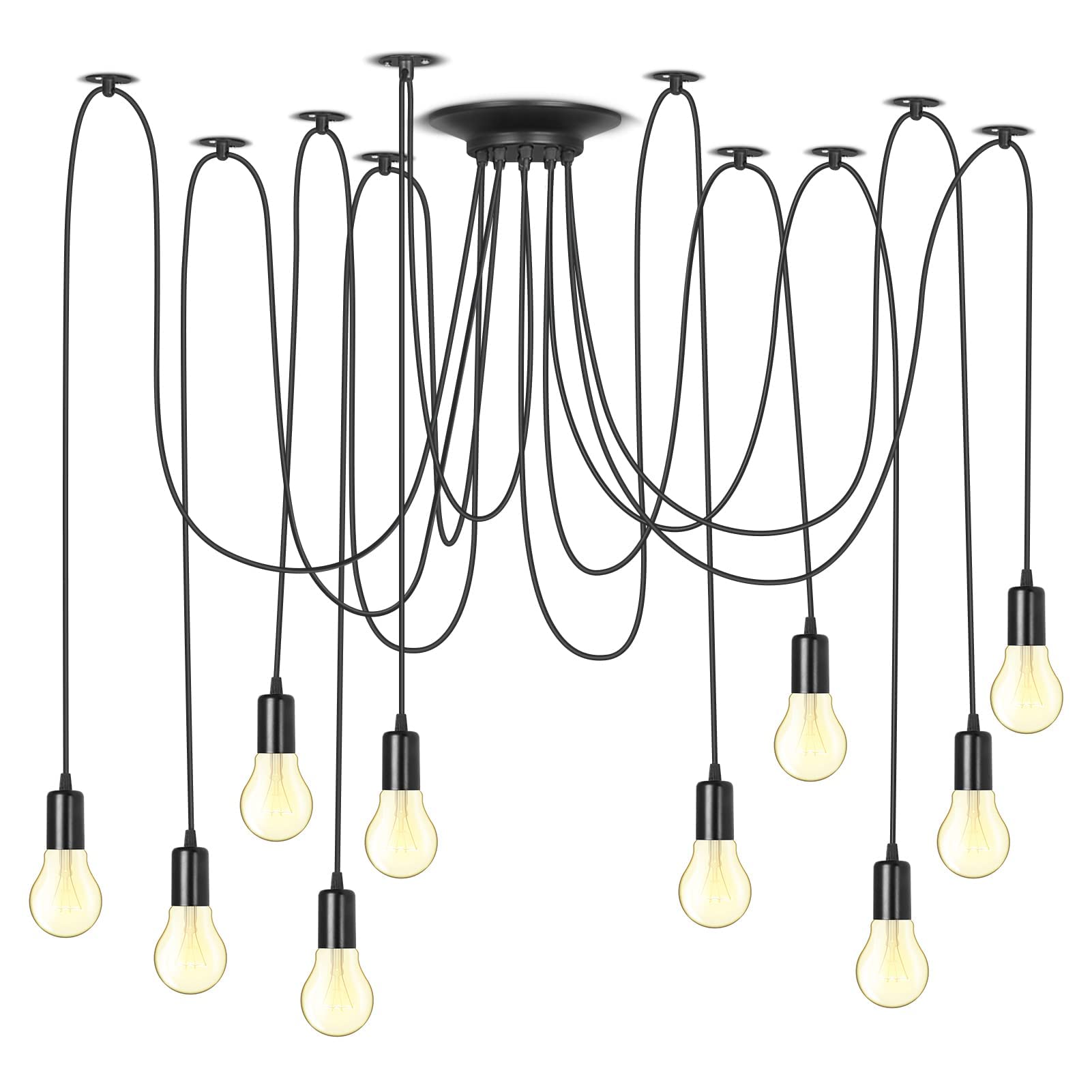 Spinne Kronleuchter DIY Deckenleuchte Lampe Kopf Pendelleuchte Halter Retro Industry Ceiling Light Speisesaal Schlafzimmer Wohnzimmer Esszimmer Hotel Dekoration (10 Kopf)