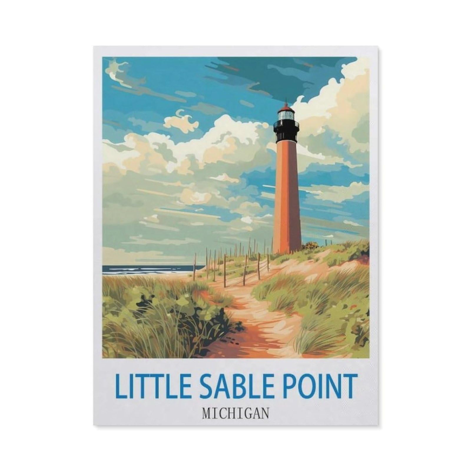 BEAYODKP 5D Diamond Painting Set for Adults and Children，Little Sable Point Michigan，DIY Diamond Crystal Rhinestone Embroidery Painting（50 x 60 cm/19.68 x 23.62 inches）-CN18