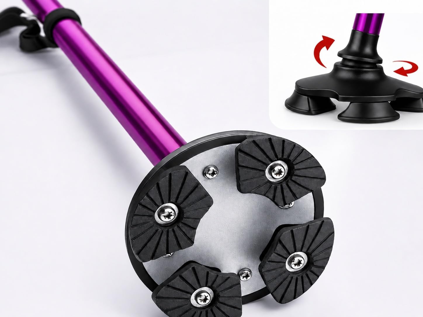 Short Cane for Men and Women, Adjustable, Rich Purple Color with Light