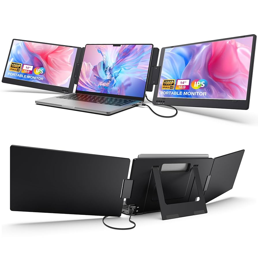 Amazon.com: KYY Triple Portable Monitor for Laptop, 14'' FHD