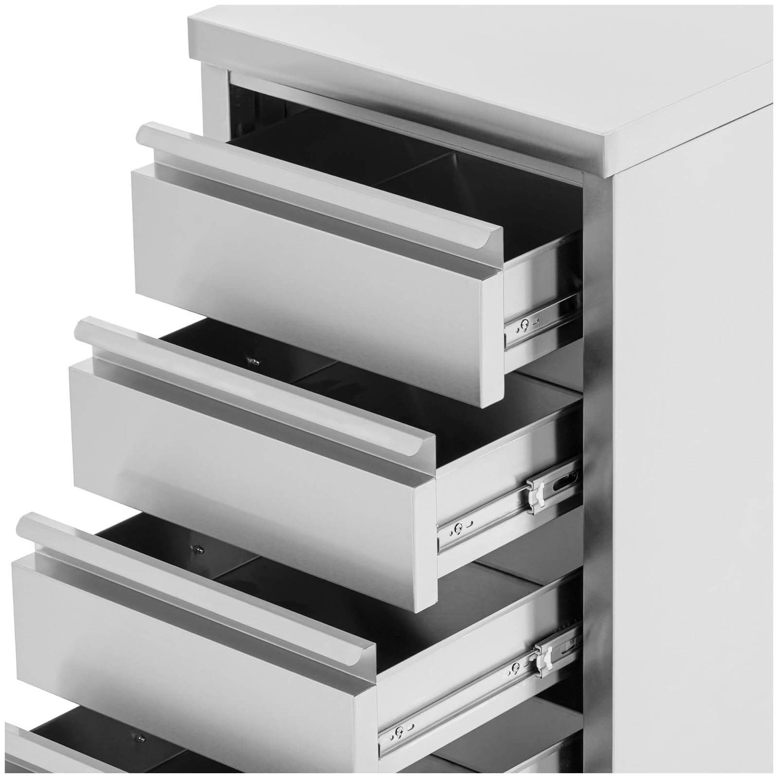 Royal Catering RCCD-4S - Armadio da lavoro in acciaio inox, 4 cassetti, 50 x 60 cm, altezza regolabile, in acciaio inox