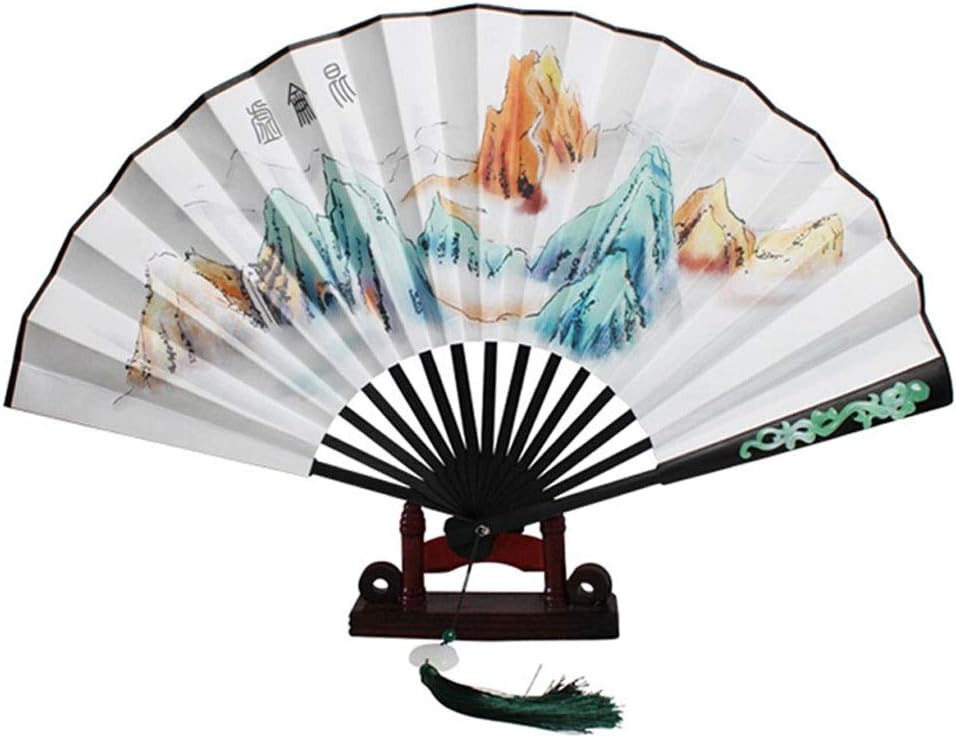Liudan Folding Fan Fan Men and Women Folding Fan Hand-Painted Ancient Style Creative Men and Women Yuqing Kunlun Fan Costume Props Chinese Style Gift