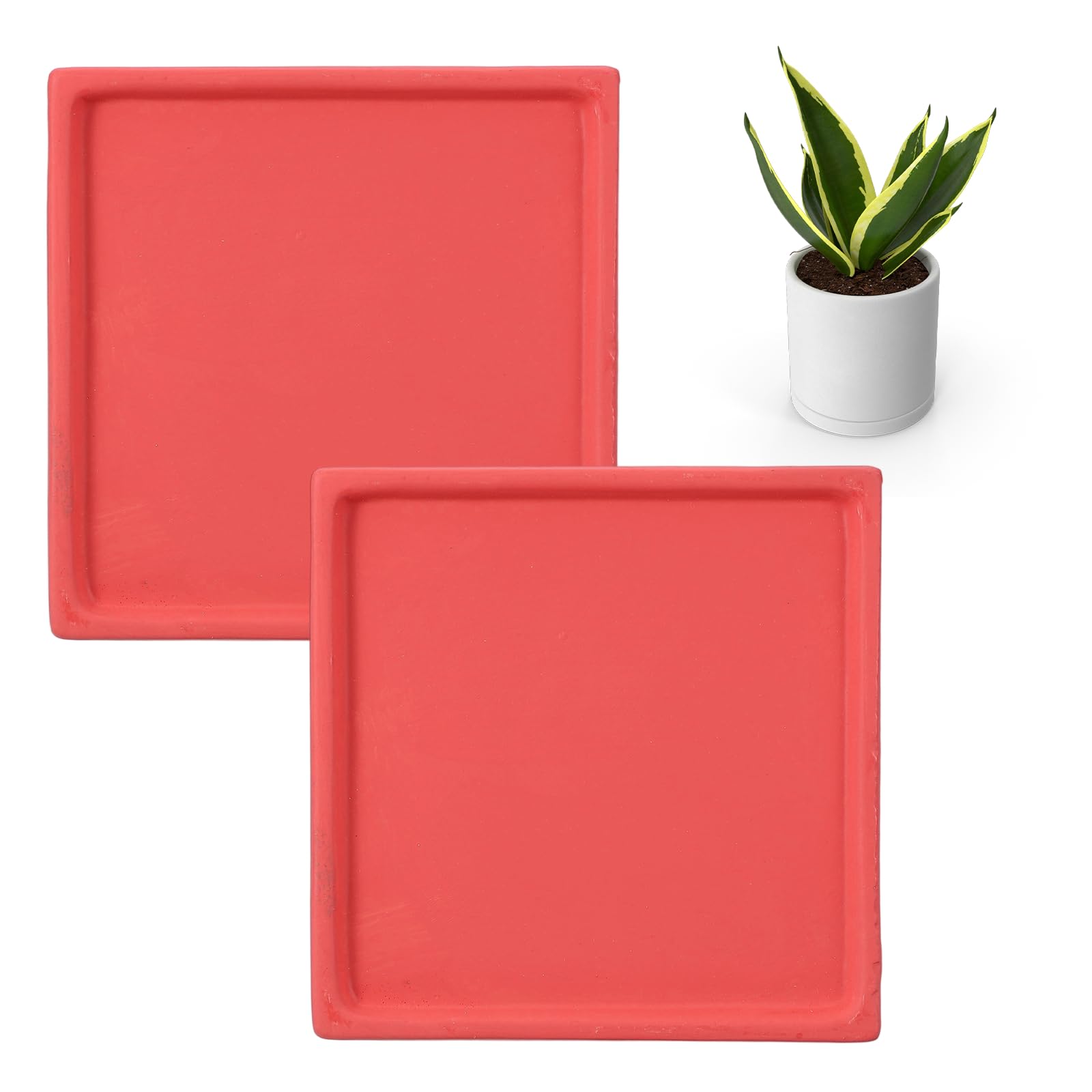 Soucoupe pot de fleur céramique 12 cm carrée rouge uxcell pour stopper les fuites d'eau au sol