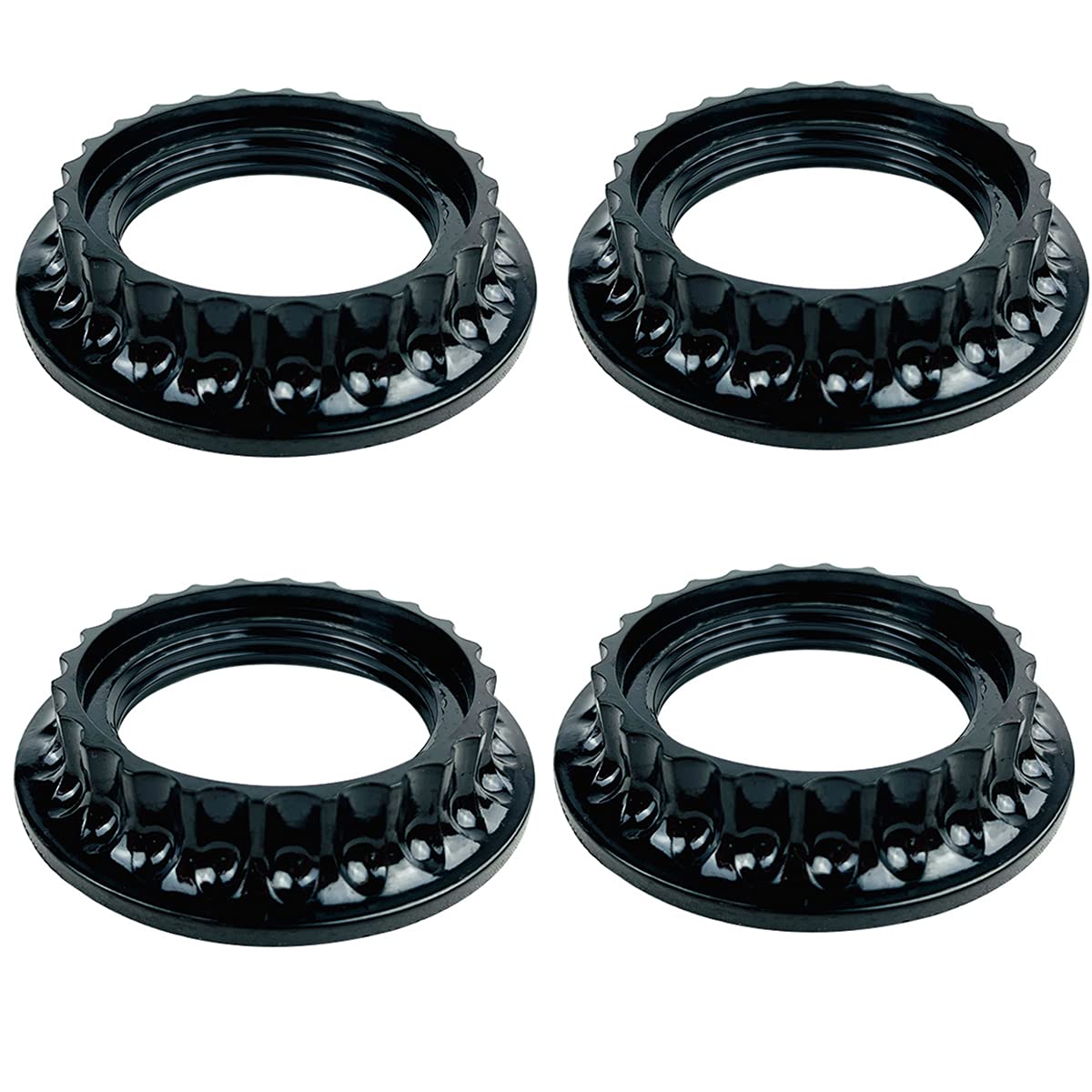 RTNLIT 4 Pack E26 Lamp Shade Rings, Black Light Socket Collar Ring