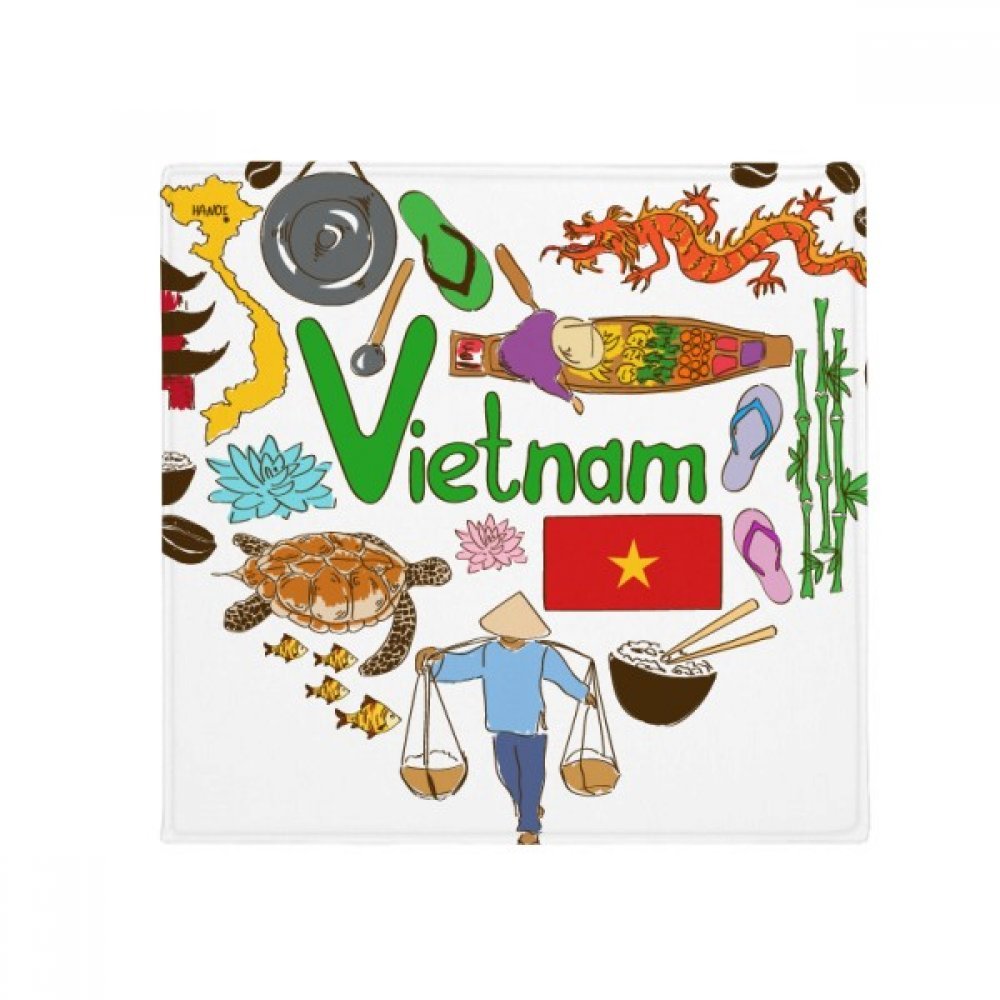 Tapis carré drapeau Vietnam cœur 60 cm : idée cadeau originale de sol
