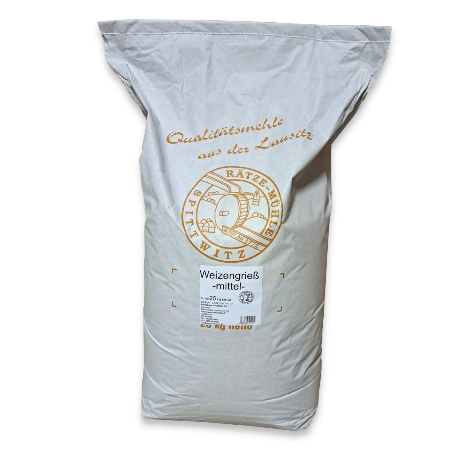 Weizengrieß 25kg von Rätze-Mühle aus regionalen, naturbelassenem Weizen