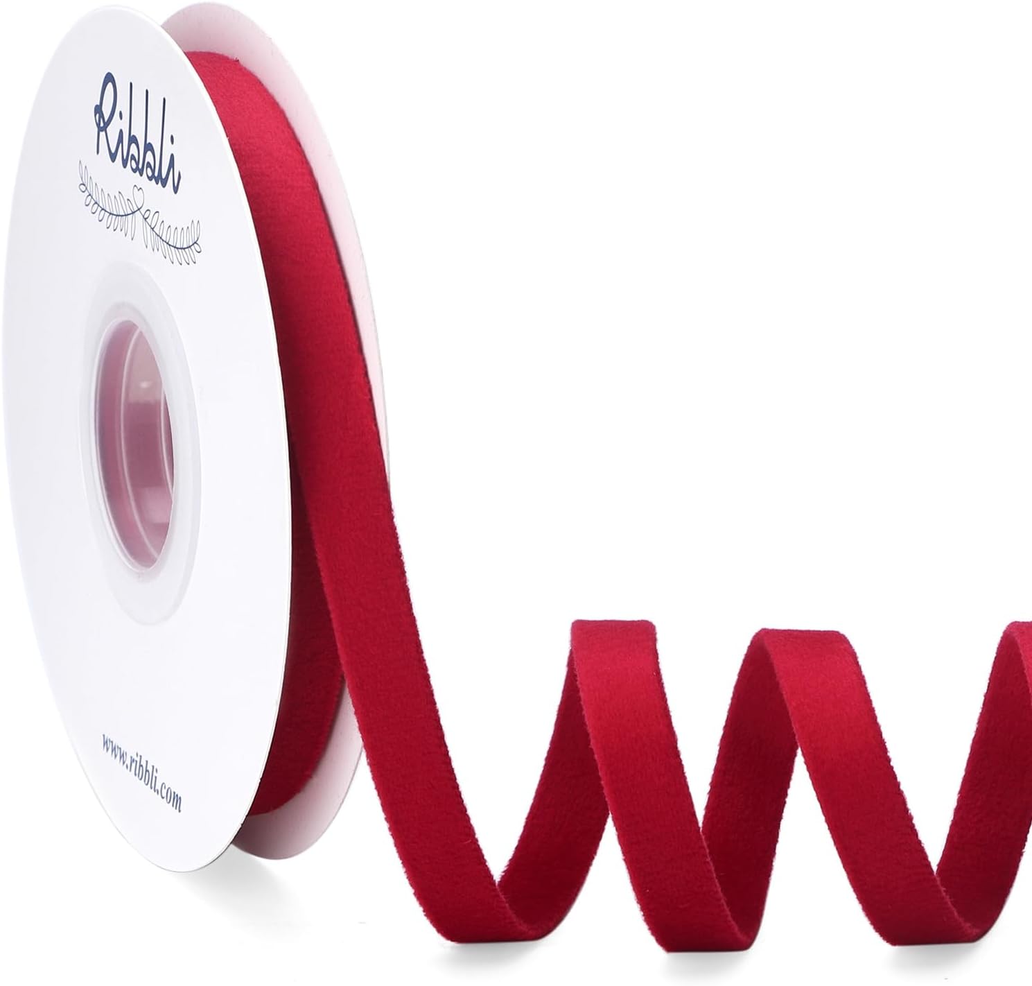 Ribbli Vintage Red Velvet Ribbon Double Faced 3/8 Inch 10-Yard Spool Red Ribbon Use for Christmas Tree Ornaments Gift Wrapping Wreath Decoration Wedding Boutonnieres