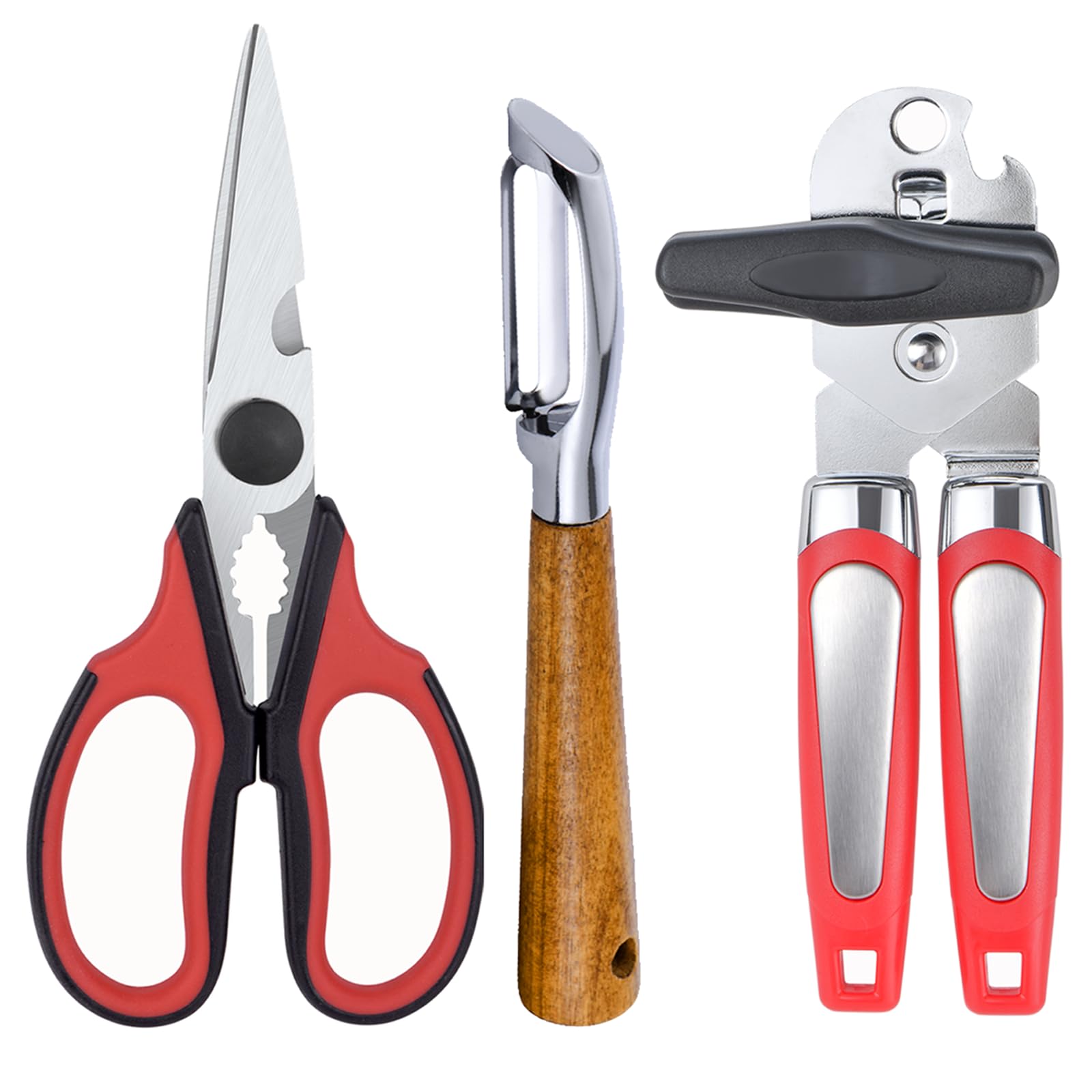 KYDLLF Left Handed Kitchen Scissors Shears and Can Opener, Peeler Set, Lefty Kitchen Tools Utensils for Left Hand People/Adults(3 in 1)