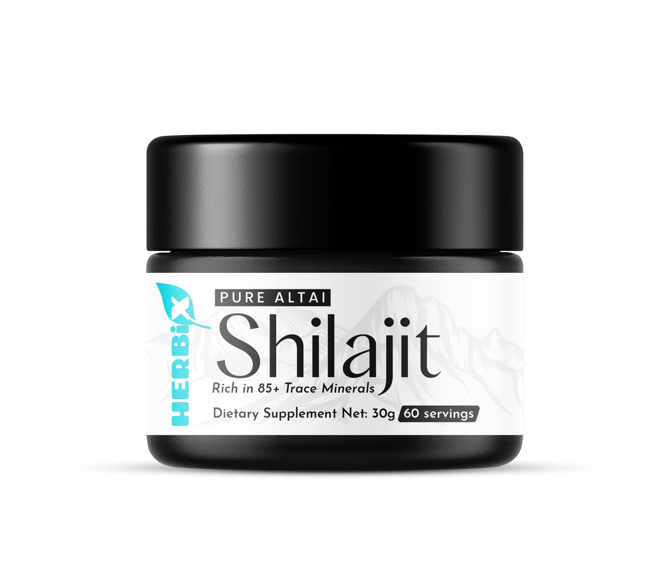 Herbix Shilajit Resina Pura dalle Montagne Altai, 30g, Resina Naturale, Adattogeno, Ricco di Acido Fulvico e Minerali, Per Energia e Disintossicazione