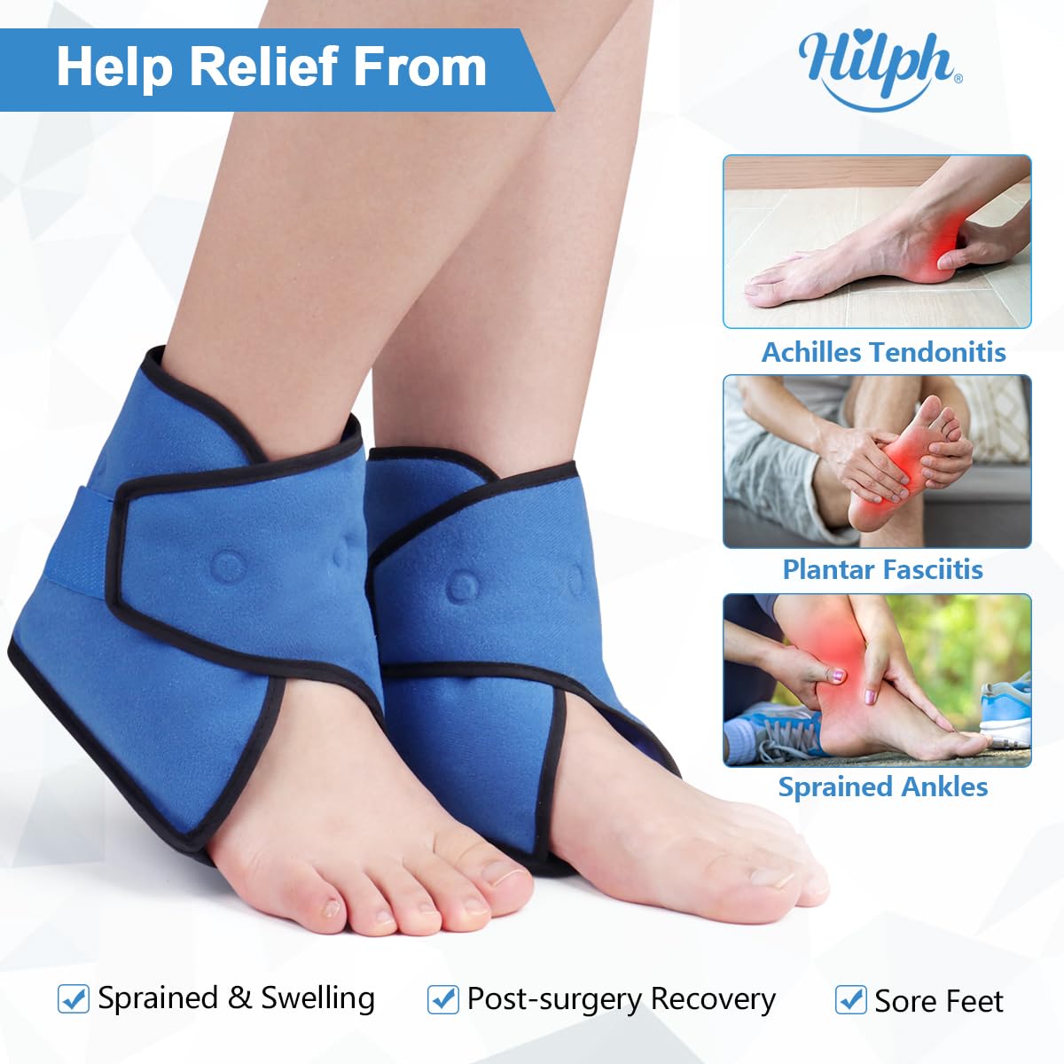 Hilph Kühlmanschette Fuß Knöchel Gel Kühlpads,1 Pair Kühlpacks Achillessehne Sprunggelenkbandage, Kühlbandage Fußgelenk für Schmerzlinderung, Geschwollene und Gebrochene, Sportverletzungen
