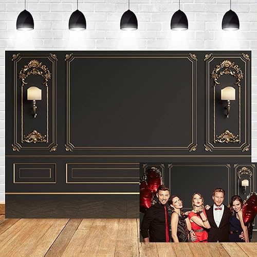 OERJU Telón de fondo retro de 8 x 6 pies, estilo nórdico, estilo nórdico, pared negra, fondo artístico, fotografía para boda, evento, fiesta, disponible en Yaxa Peru