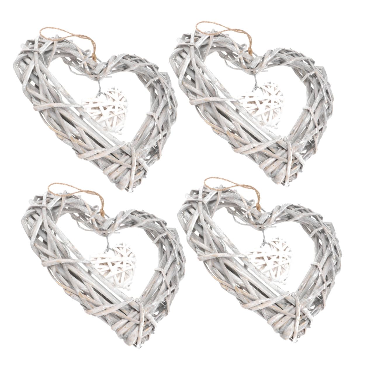 IMIKEYA 4pezzi Ghirlanda di Cuori in Vimini da Appendere Ornamento in Rattan Forma di Cuore per Decorazioni Natalizie e Feste Decorazione Unica per Casa Eventi