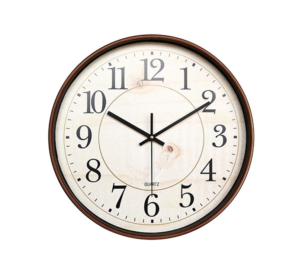 JOYII Wall Clock, 14 inch Round Metal Silent Non-Ticking Classic Vintage Quartz Decorative Clock
