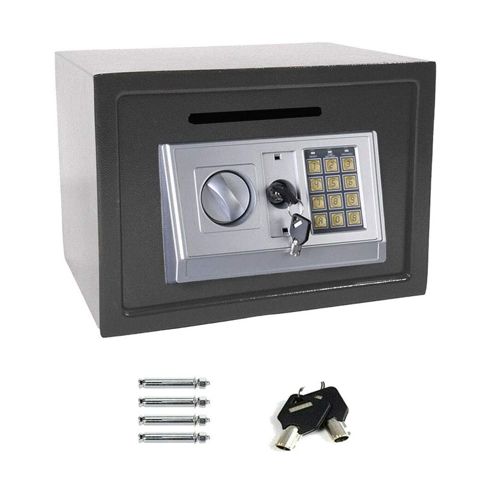 Jaosy Gray New Safe Security Metal Money Bank Deposit Cash Savings Saving Box, Digital Safe Value Safe Electronic Home Steel Safe Box W/2 Emergency Keys, 10 Year Warranty(Large Size 16L, )