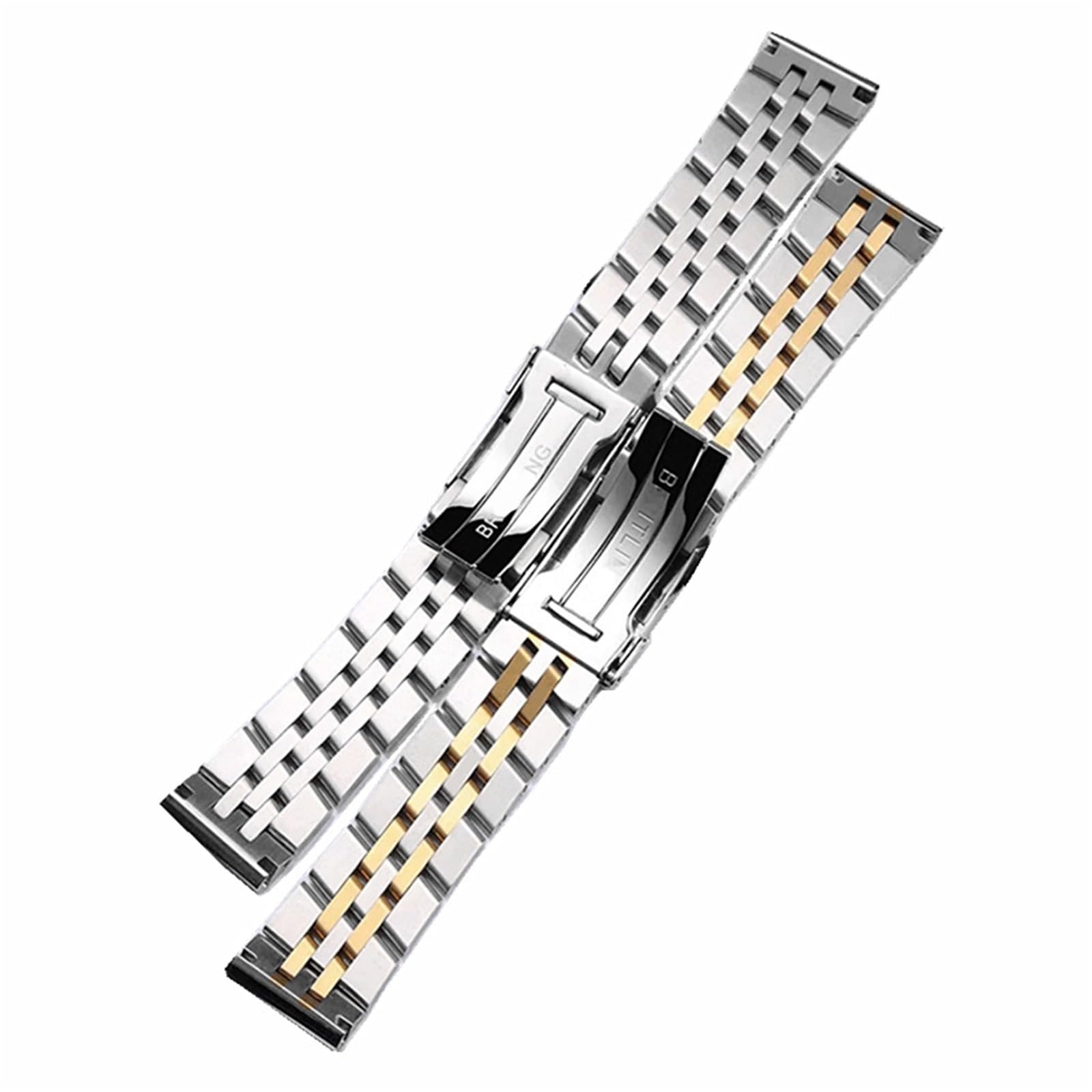 Correa de reloj de acero inoxidable de 22 mm y 24 mm, plateada y dorada, de metal sólido for hombre y mujer.