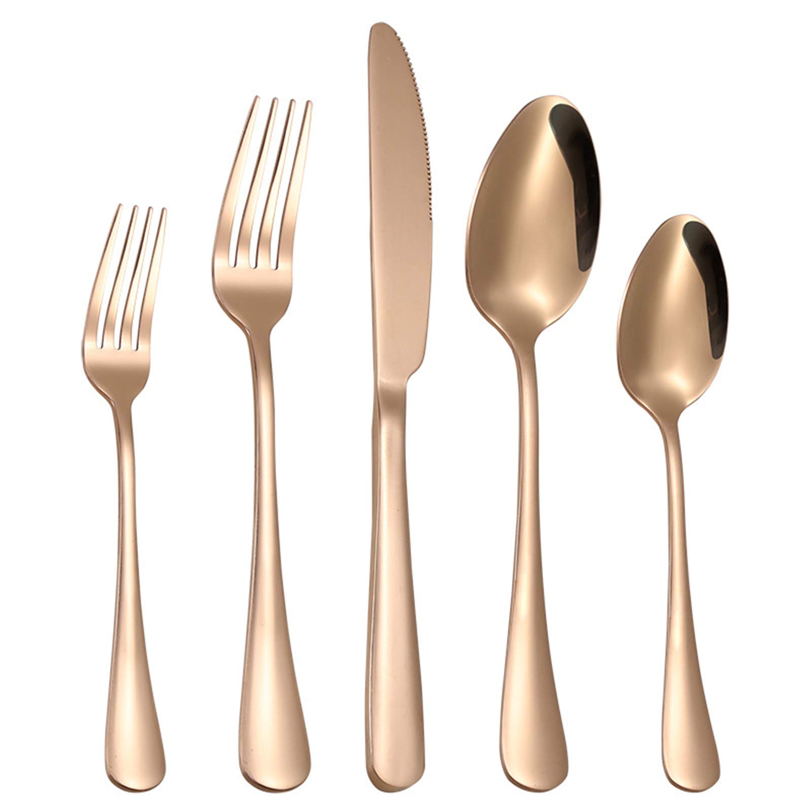 Juego de cubiertos de acero inoxidable de 20 piezas, para el hogar y la cocina, para 4 personas (oro rosa)