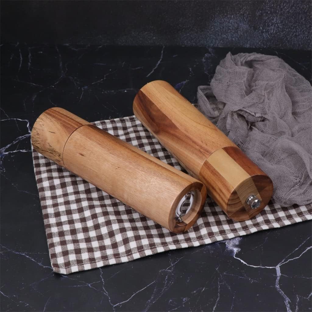 8 inch Adjustable Acacia Wood Salt And Pepper Grinder Multifunctional Wooden Manual Mills Kitchen Tools