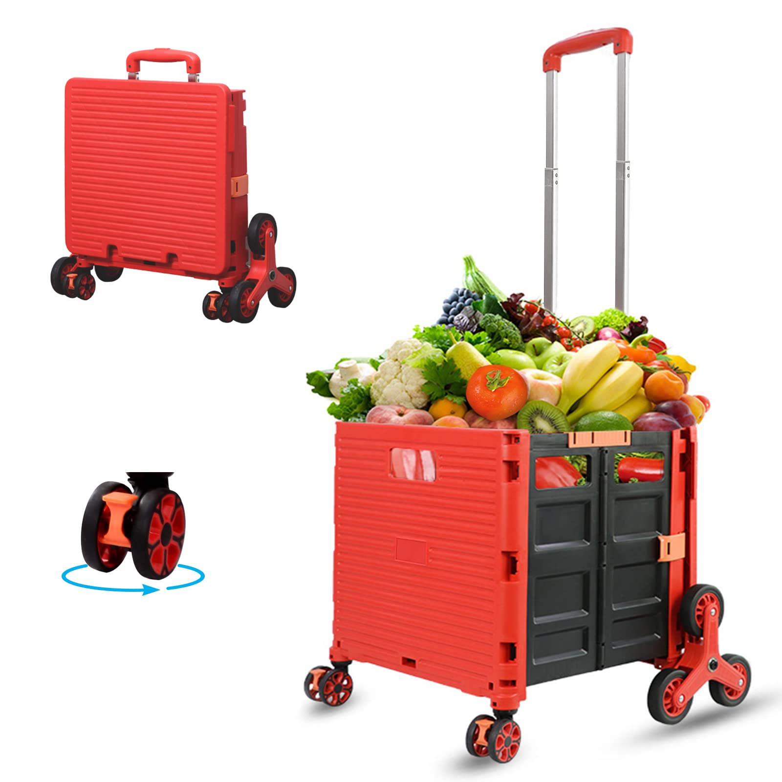 Buy Haddockway Collapsible Rolling Crate Folding Stair Climbing