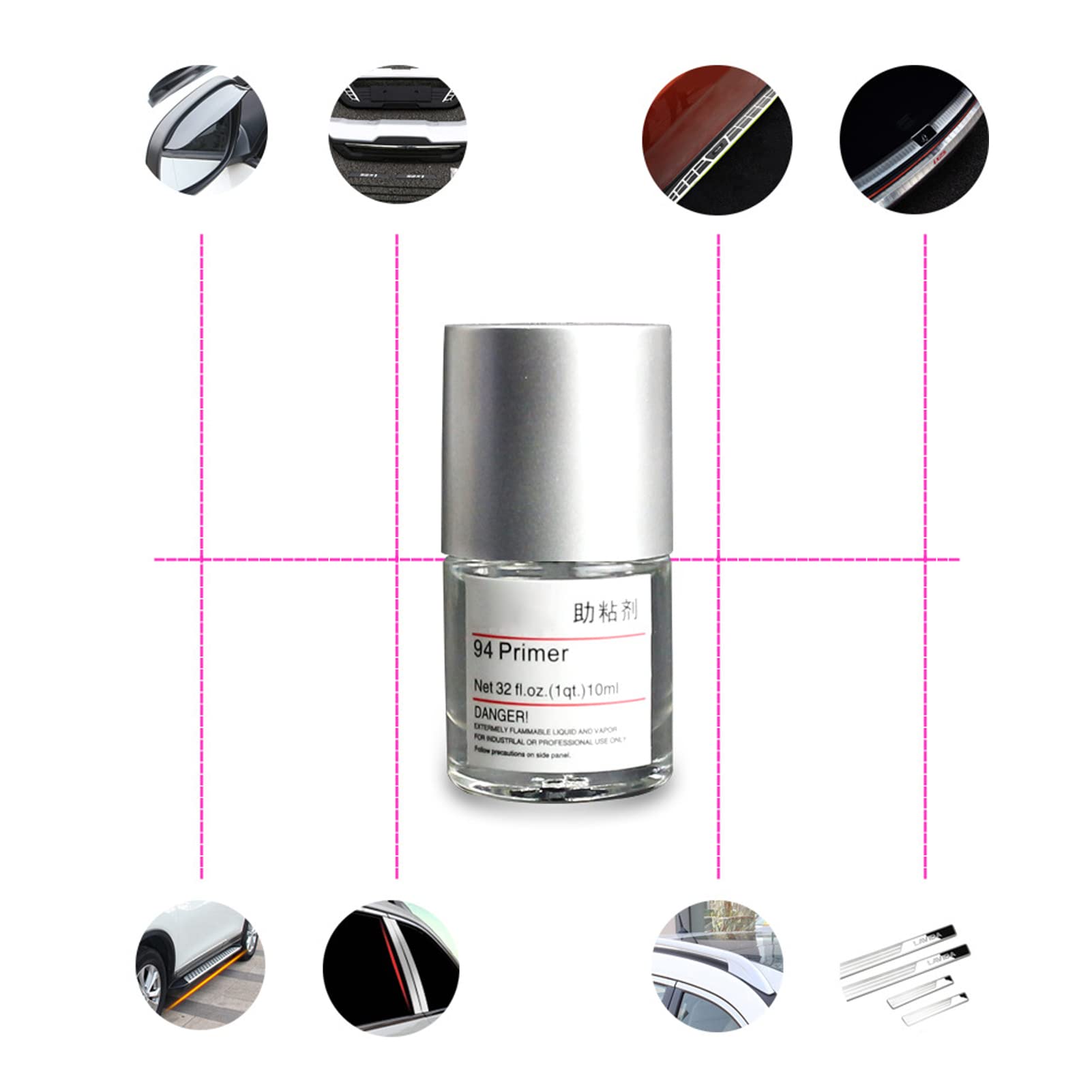 Sorandy Promotore di Adesione Adesivo, Primer per Rivestimento Auto da 10 Ml, Primer Resistente Al Calore Ad Elevata di Adesione per Vetro Plastica Gomma Metallo Ceramica