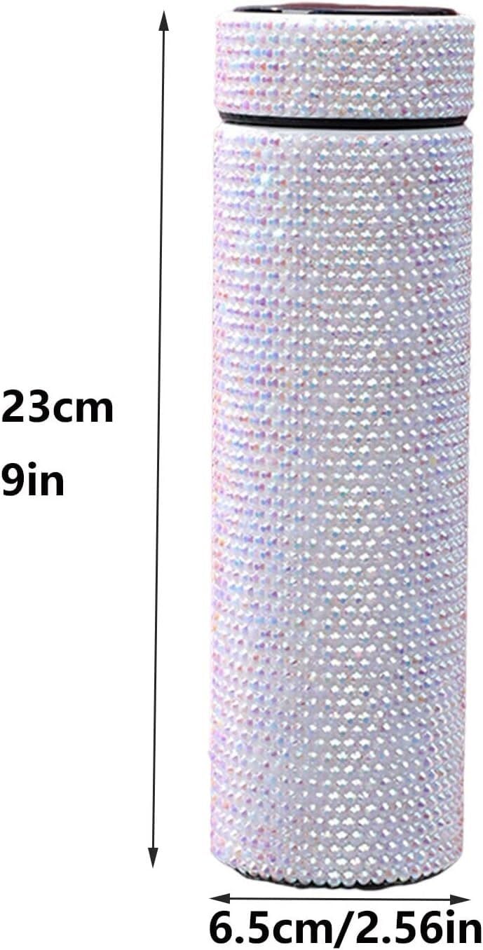 Diamentowy termos, butelka termiczna, Bling Rhinestone butelka na wodę z wyświetlaczem temperatury LED Kubek podróżny z wodą Kubek na wodę ze stali nierdzewnej