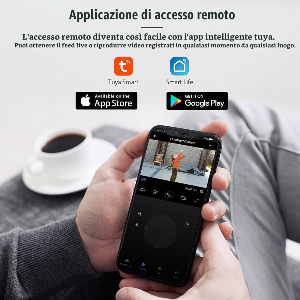 SHIWOJIA Telecamera Wi-Fi Esterno, Floodlight Cam 2.5K 5MP Videocamera di Sorveglianza, Audio Bidirezionale, Visione Notturna, Compatibile con Alexa
