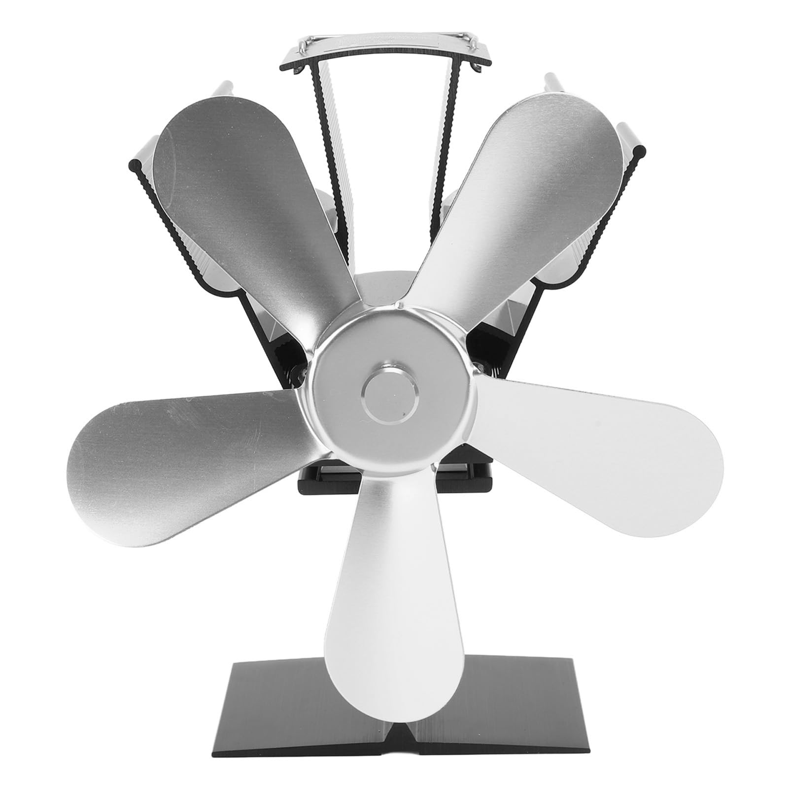 Fafeicy Ventilatore Termico 5 Pale per Stufa a Legna, Silenzioso, Ecologico, Senza Elettricità, per Camini e Stufe a Legna (SILVER)