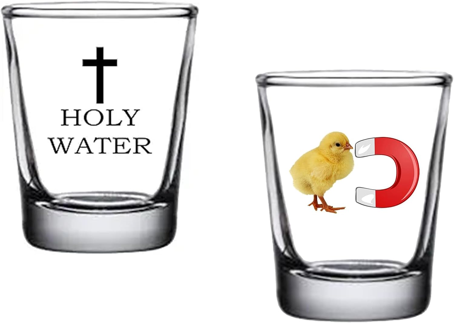 Rogue River Tactical Sarcastic Funny Combo Holy Water, Chick Magnet Shot Glass Bundle of Two, Gift Set Idea for Friend, Coworker or Boss, 1.5 Ounce