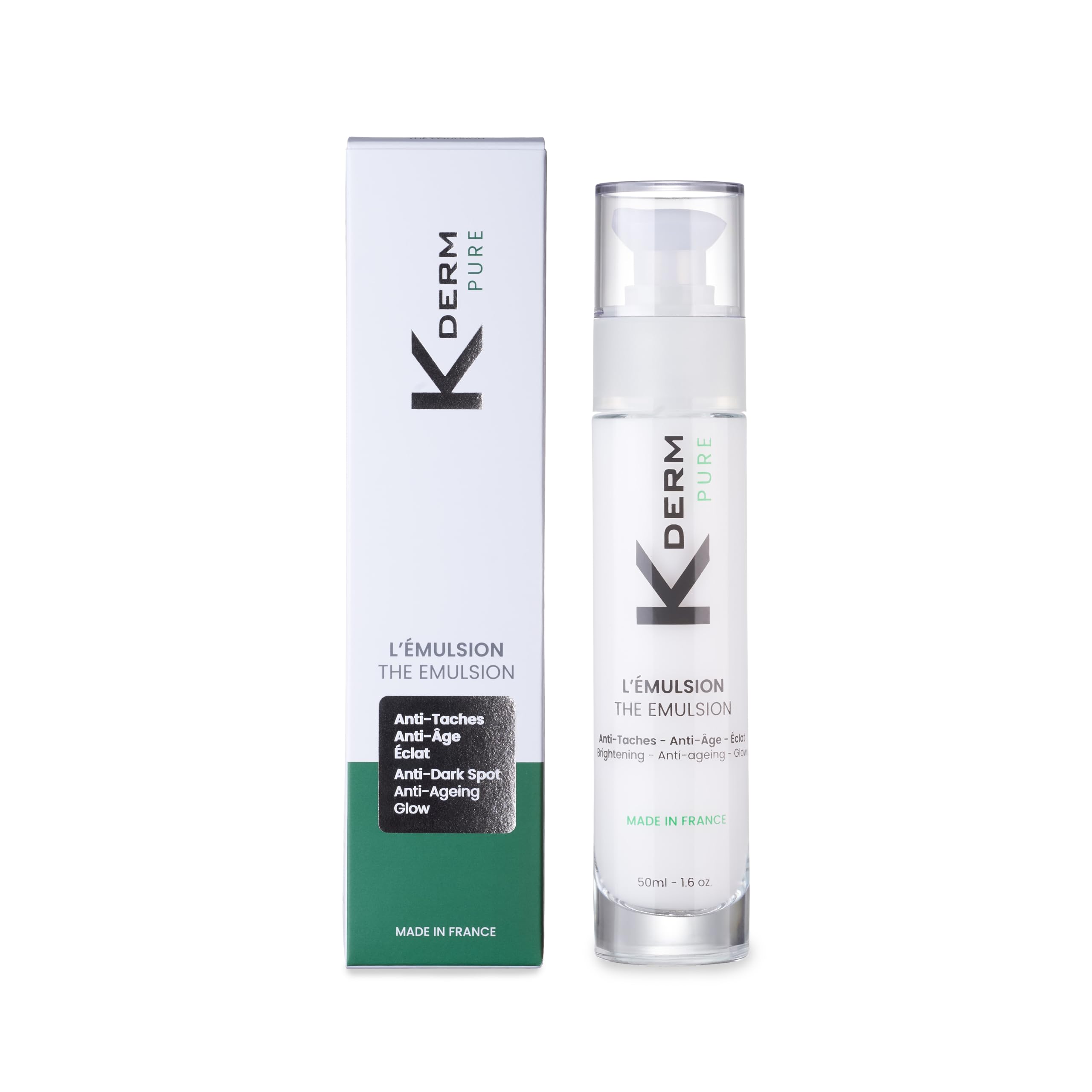 KDerm Pure – The Emulsion - crema anti-macchia e anti-invecchiamento alla Kappa-Elastine – Flacone pompa – Made in France – 50 ml