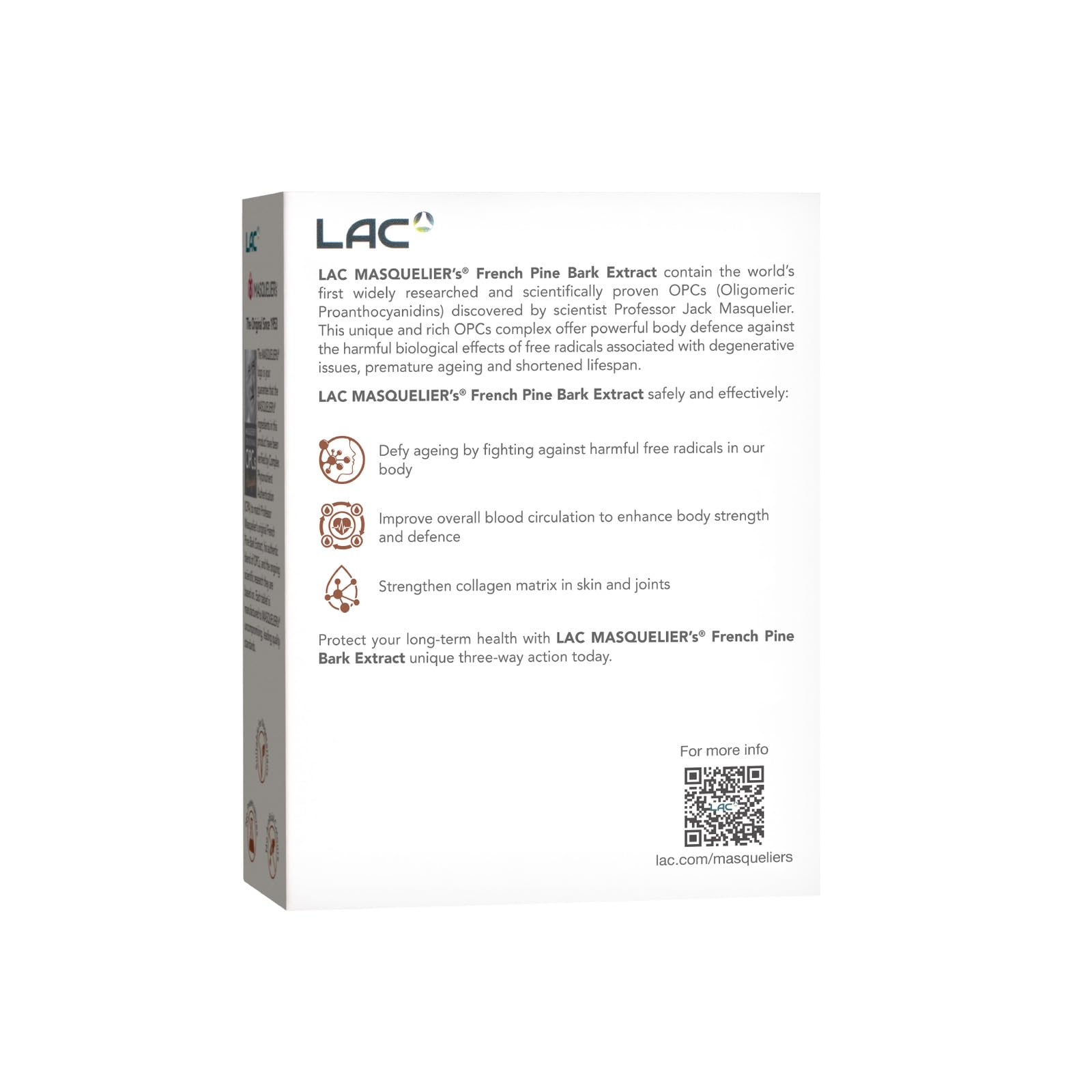 LAC Masquelier's French Pine Bark Extract -World's first patented French Pine Bark Since 1953. Original OPCs Antioxidant - 50 Tablets - Vegan, No Preservatives. — Amazon image 2