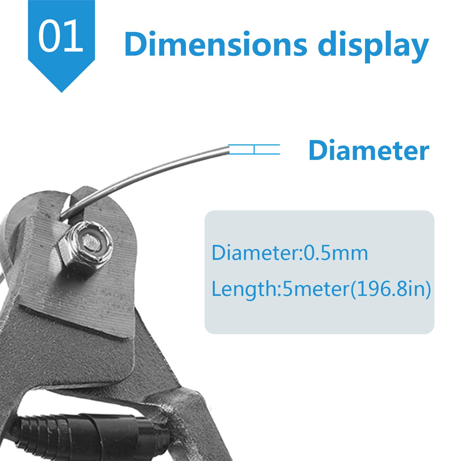 DryiC Fil De Nitinol Alliage Nickel-Titane Fil Fil d'acier À Ressort Convient Aux Pièces De Machines, 5 Mètres De Long,Diameter:0.5mm