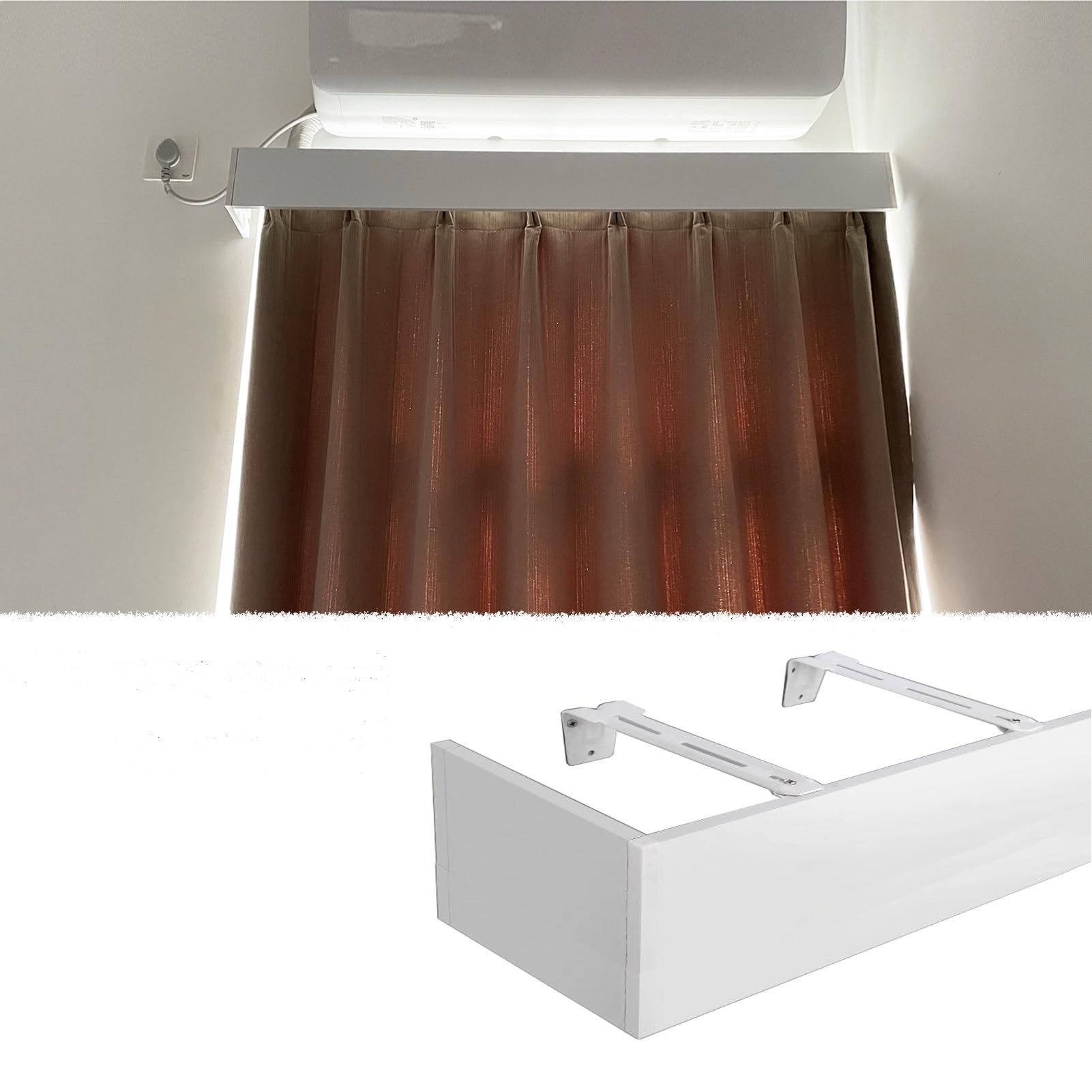 GLDYTVF o Curtain Panel for Blackout Valance, White Frame with Track, Ceiling/Wall Mount, No Rods Needed, 4.4m (14.4ft) for Bedroom Decor