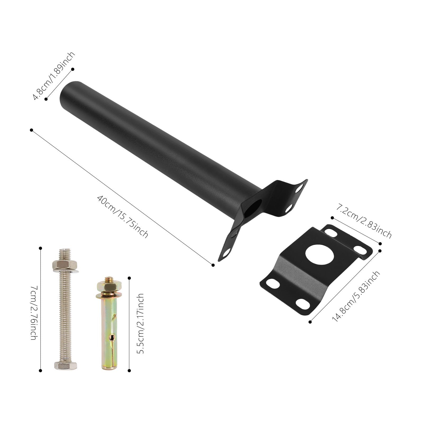 Lot de 4 supports de mât pour lampadaire sans perçage - Supports de mât de lumière - Mât d'antenne pour antennes TV, satellite, radio et Wi-Fi - Noir