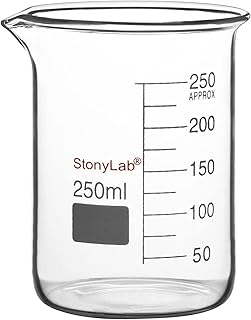 stonylab Glass Beaker, 1 Pack Borosilicate Glass Graduated Low Form Griffin Beaker with Pouring Spout Lab Beaker, 250 ml
