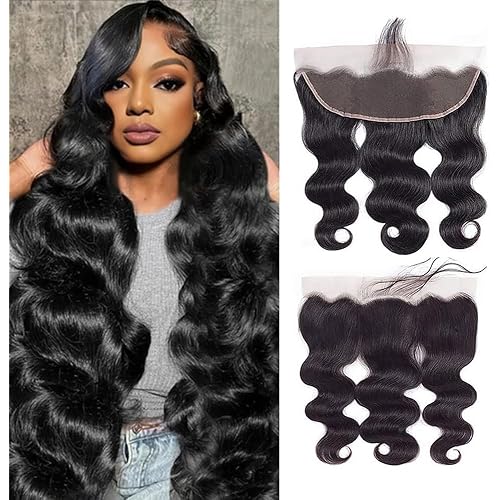 Lemoda 13x4 Frontal Body Wave HD Transparent Lace Frontals Brazilian Virgin Human Hair Lace Frontal Closure Natural Black 14 Inch