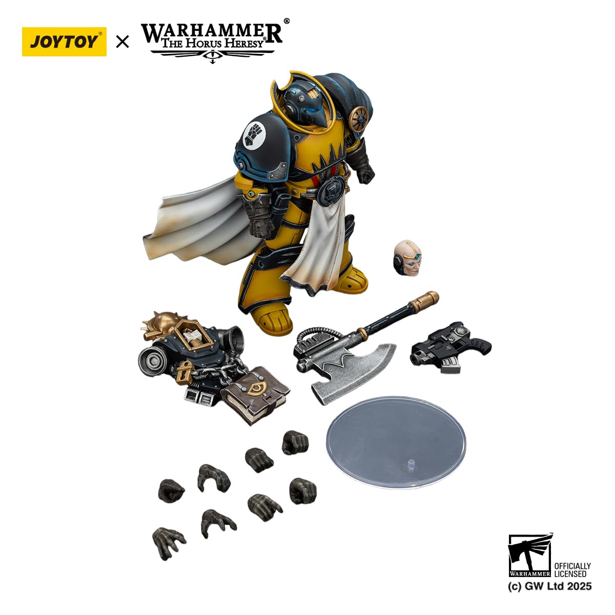 JOYTOY Warhammer 40k figurka 1/18, imperialne pięści, konsul bibliotekarza, z siekierą siłową i pistoletem śrubowym, prezenty kolekcjonerskie, zabawki dla dzieci w wieku 15+ i dorosłych, 12,40 cm