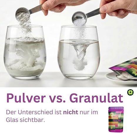 Glow Collagen Granules 800 Dalton - High Dose - Bioactive Peptide Concentrate Type 1 & 3 - Immediately Soluble - Vanilla Flavour