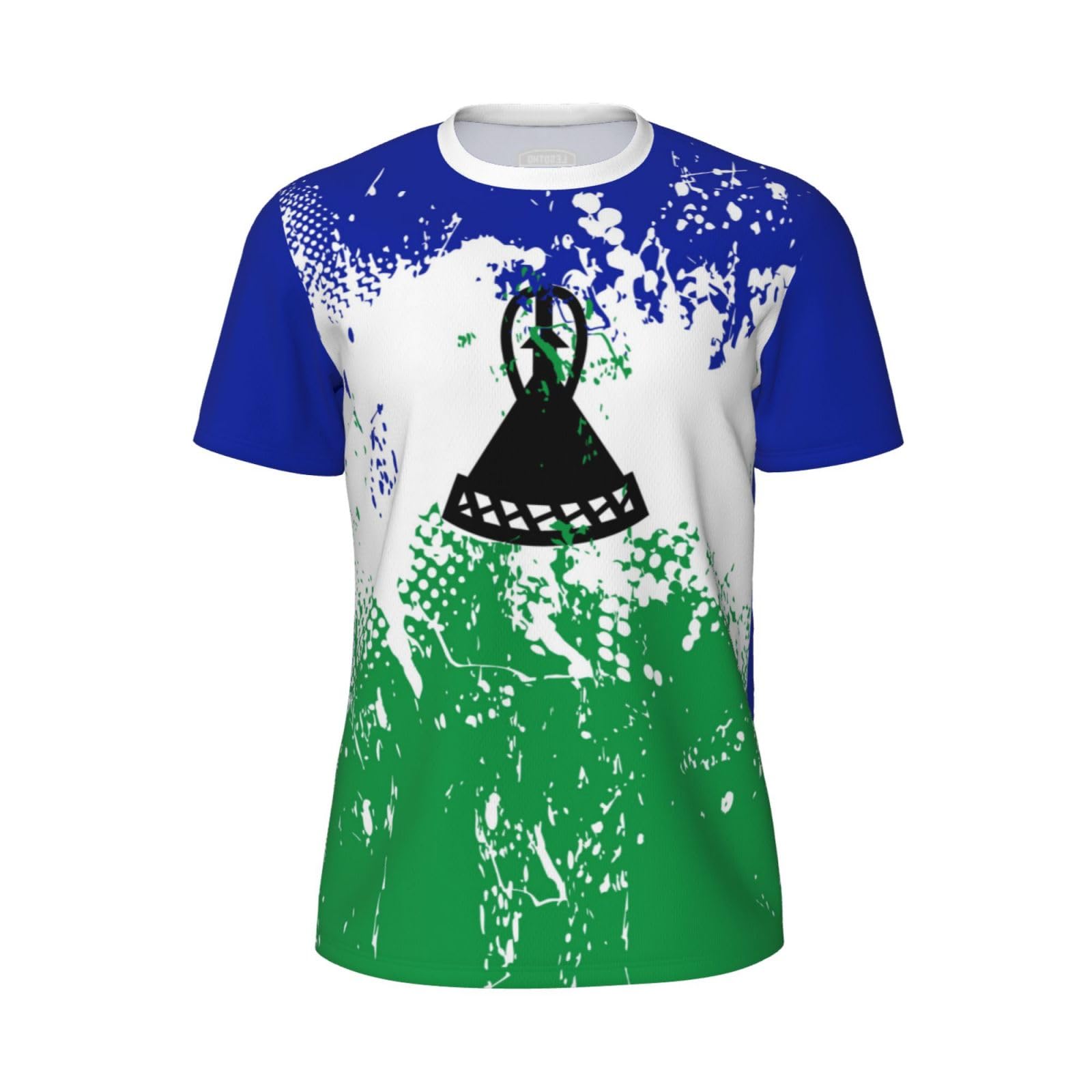DABOYOZHZH Lesotho Flag Grain Sports Jersey T-Shirt 3D Print for Running Cycling Soccer Tennis Fitness Fans Mesh Shirts