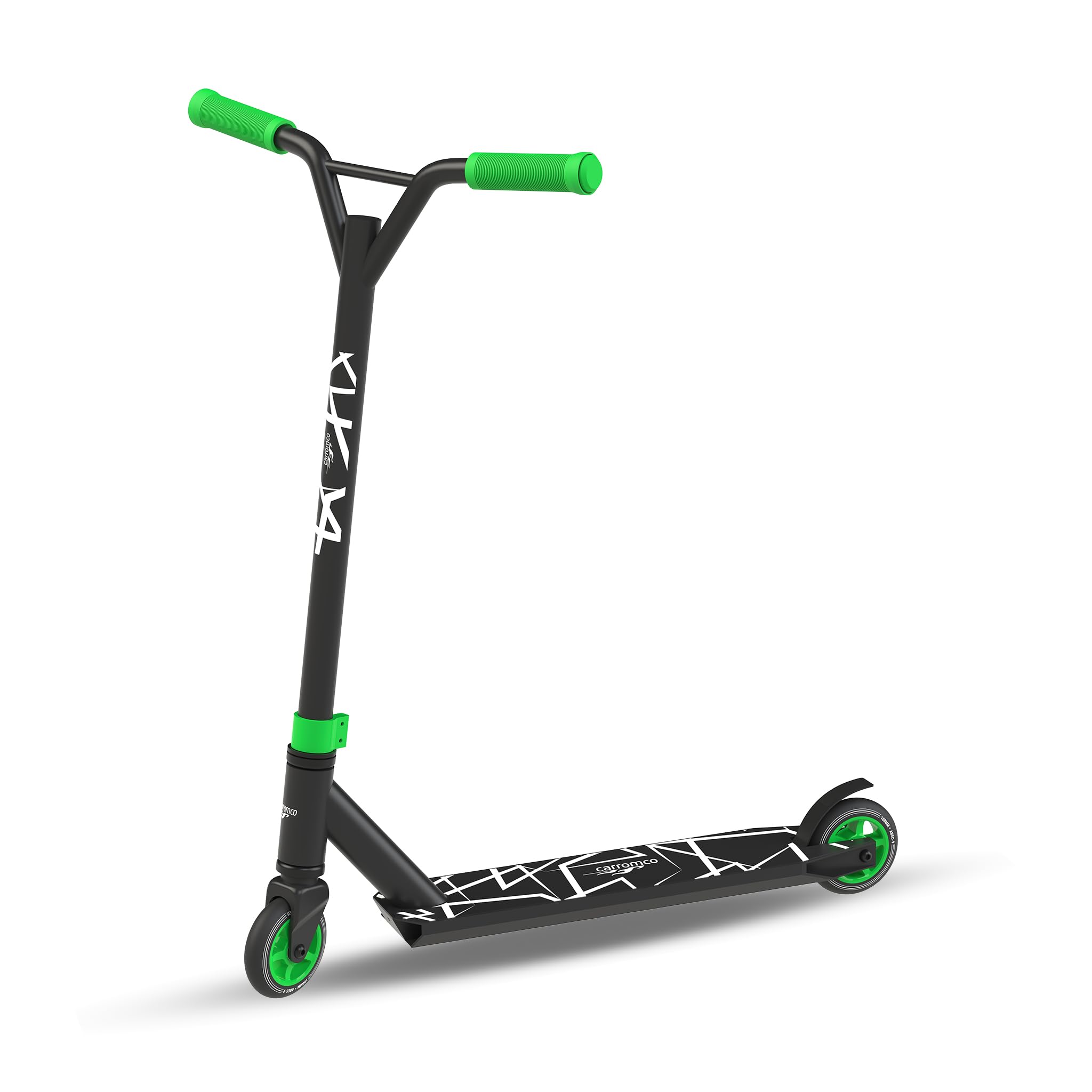 Carromco Scooter Action Rider 100, skuter, skuter wyczynowy, z systemem łożysk kulkowych HIC w wieńcu kierownicy, skuter kickcooter zielono-czarny