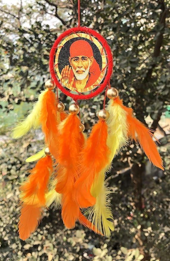 Handmade Sai Baba Canvas Car Hanging Dream Catcher for Home & Office Decor, Gifitng, Car Hanging (Pack of 1)