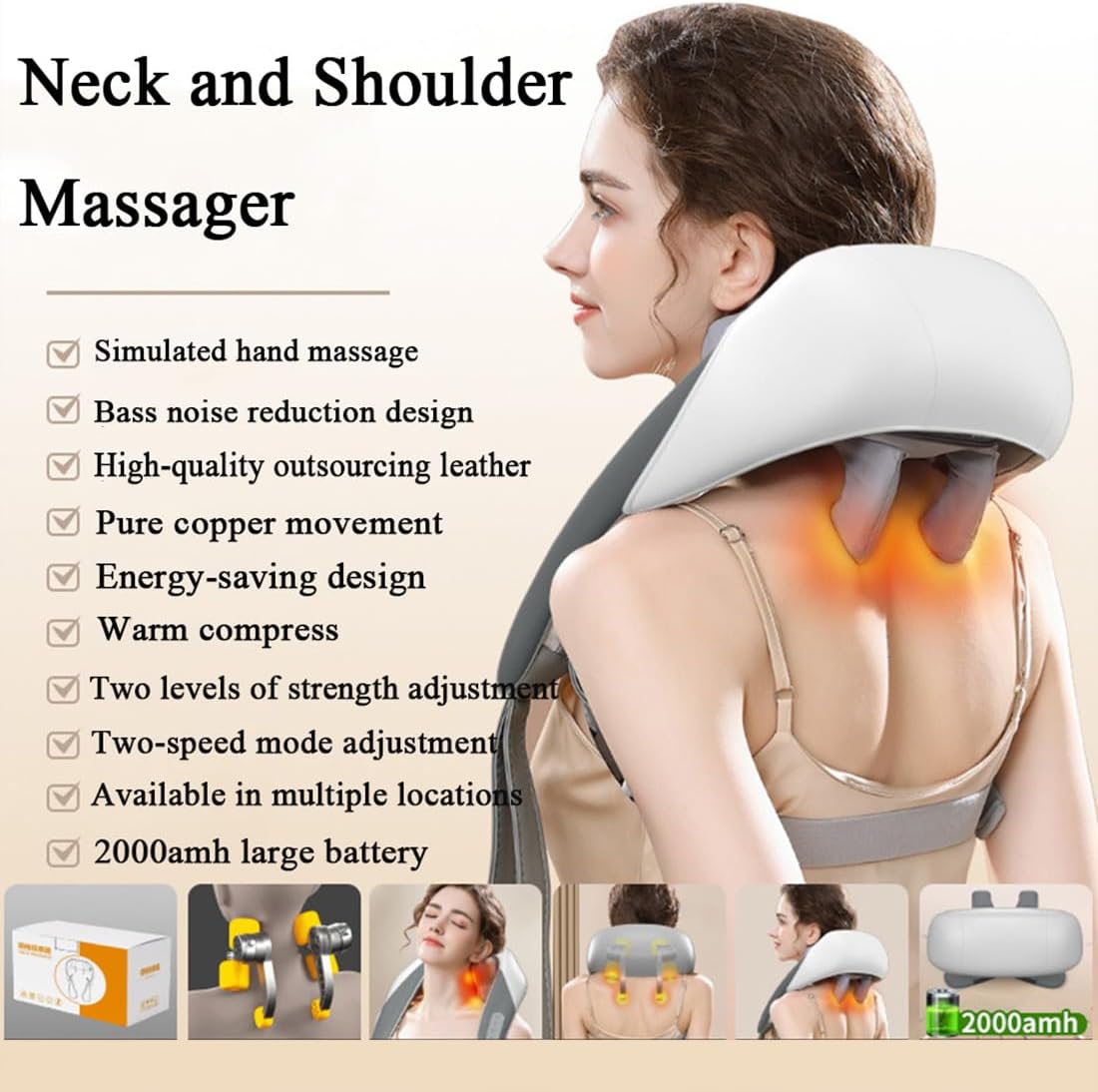 Electric Shawl U-Shaped Pillow Massager - Massagers for Neck and Shoulder with Heat, Shiatsu Back Shoulder and Neck Massager with Heat, Deep 5D Kneading Shiatsu Neck and Back Massager(Grey)