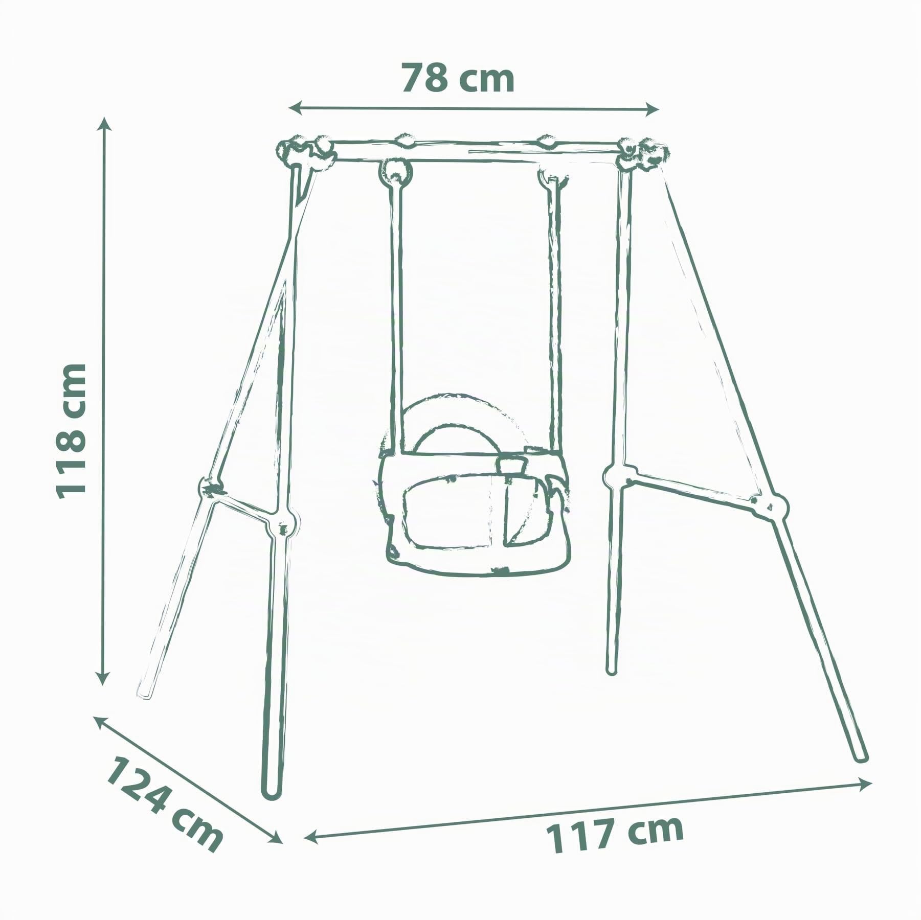 Smoby - Columpio para bebé con Estructura de Metal - Columpio para bebé - Interior/Exterior - Altura 118 cm - Tratamiento Anti-UV - Material Reciclado - A Partir de 6 Meses - Fabricado en España