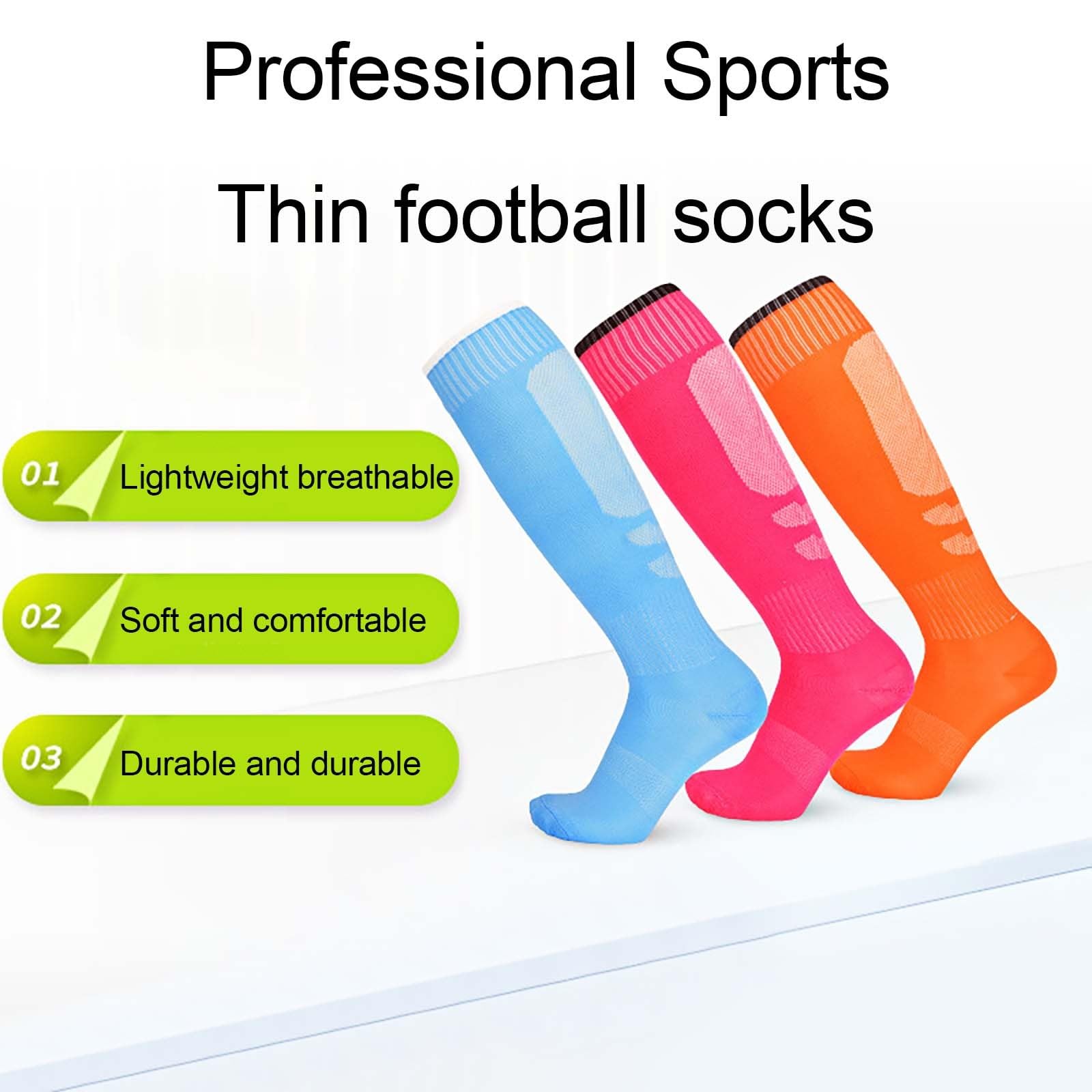 RNTOP Kids Boys Girls Soccer Socks 3 Pairs Toddler Baby Knee High Socks Breathable Mid Calf Socks Seamless (L, One Size)
