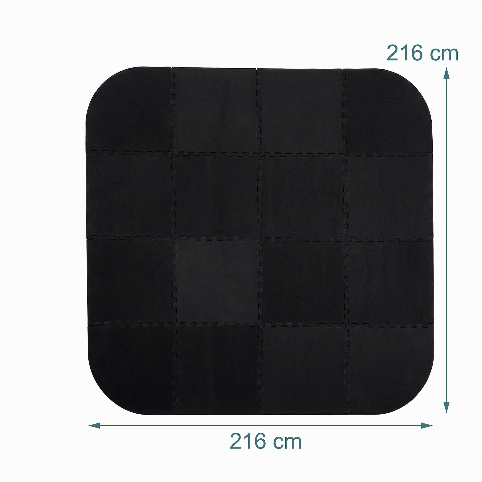 Relaxdays Lot de 17 Tapis de Piscine carrés en Mousse, 0,6 x 216 x 216 cm, Noir
