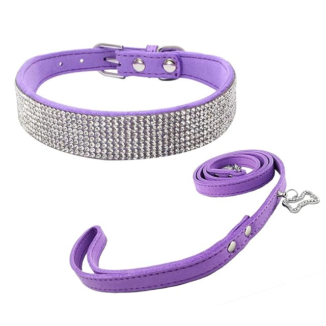 Newtensina Collar de Perro de Moda con Diamante Bling Collar y Correa de Gatito Collares con Correas…