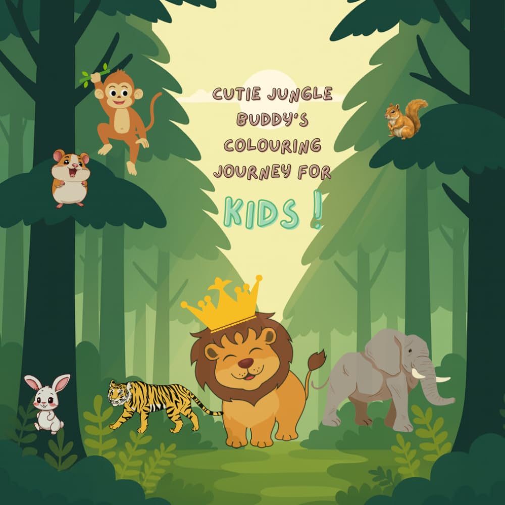 Cute Jungle buddy’s coloring Journey for toddlers: This book is for kids with simple to colour animals