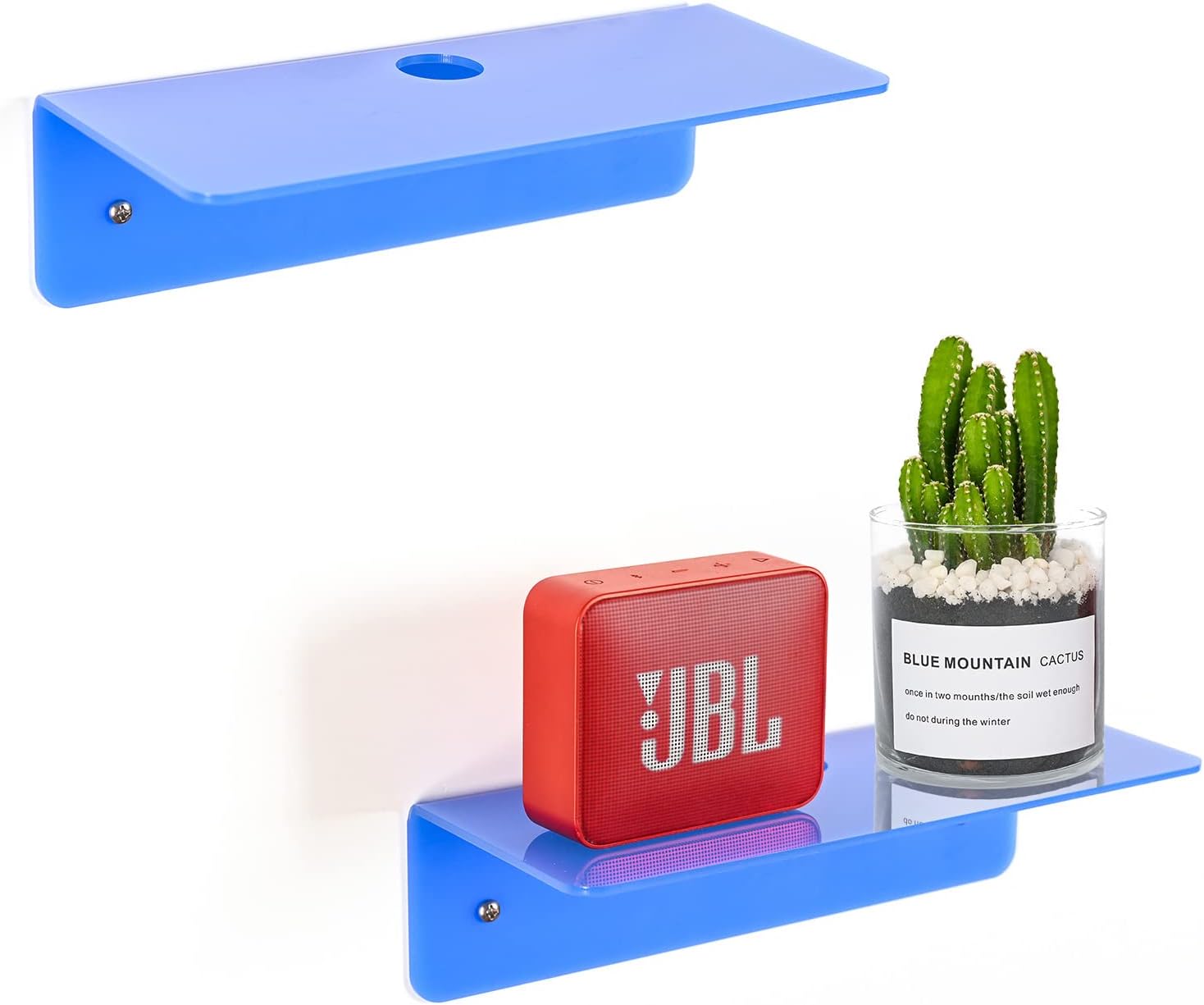 FAZMoss Acrylic Floating Wall Shelves Set of 2, 9 Inch Acrylic Wall