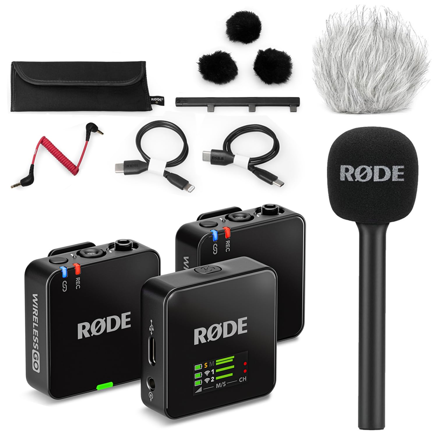 Rode Wireless GO Gen 3 Drahtloses 2-Kanal Mikrofon-Funksystem mit Interview GO Handadapter und keepdrum Fell-Windschutz