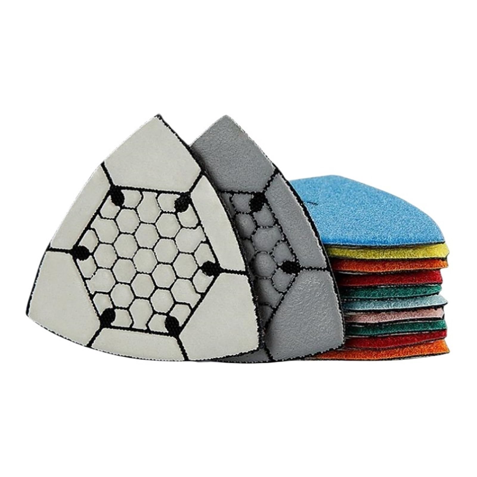 Kit de Almohadilla Pulido triangular 90 mm para esmerilado seco con ajuste universal 7