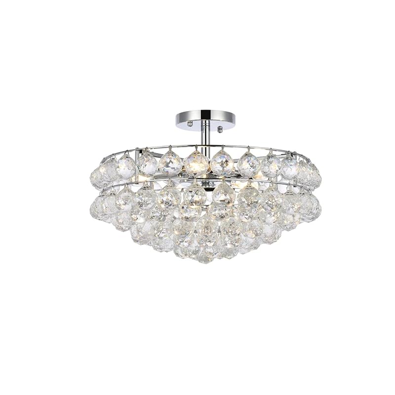 Elegant Lighting Savannahh 18" Iron and Crystal Flush Mount in Chrome