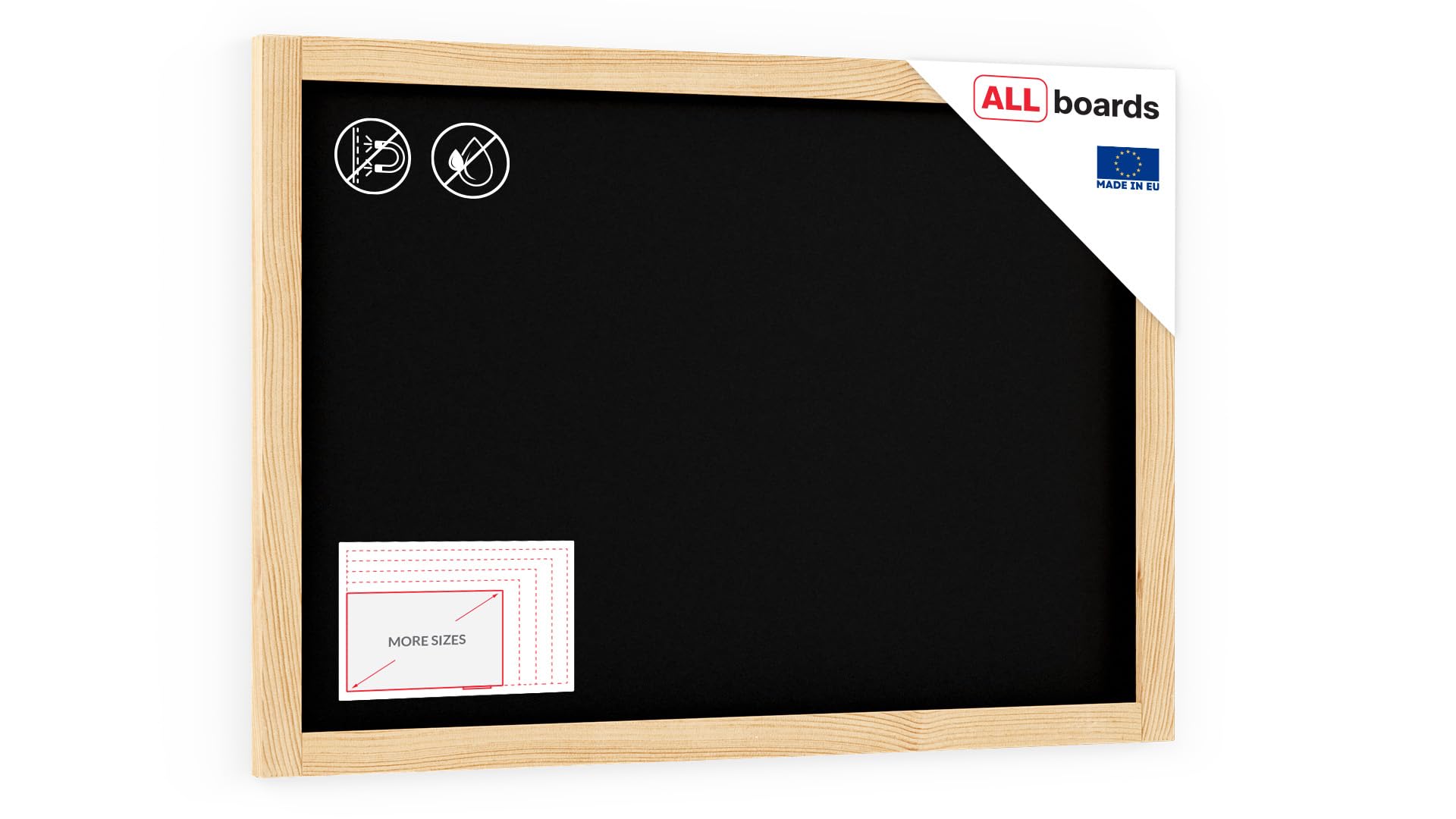 ALLboards Black Chalkboard with Natural Wooden Frame 90x60cm, Chalk Writing Board, Blackboard โ image 1